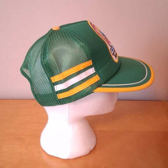 Vintage 1989 ABC National Bowling Tournament Wichita Green 3 Stripe Trucker Hat - Picture 5 of 12